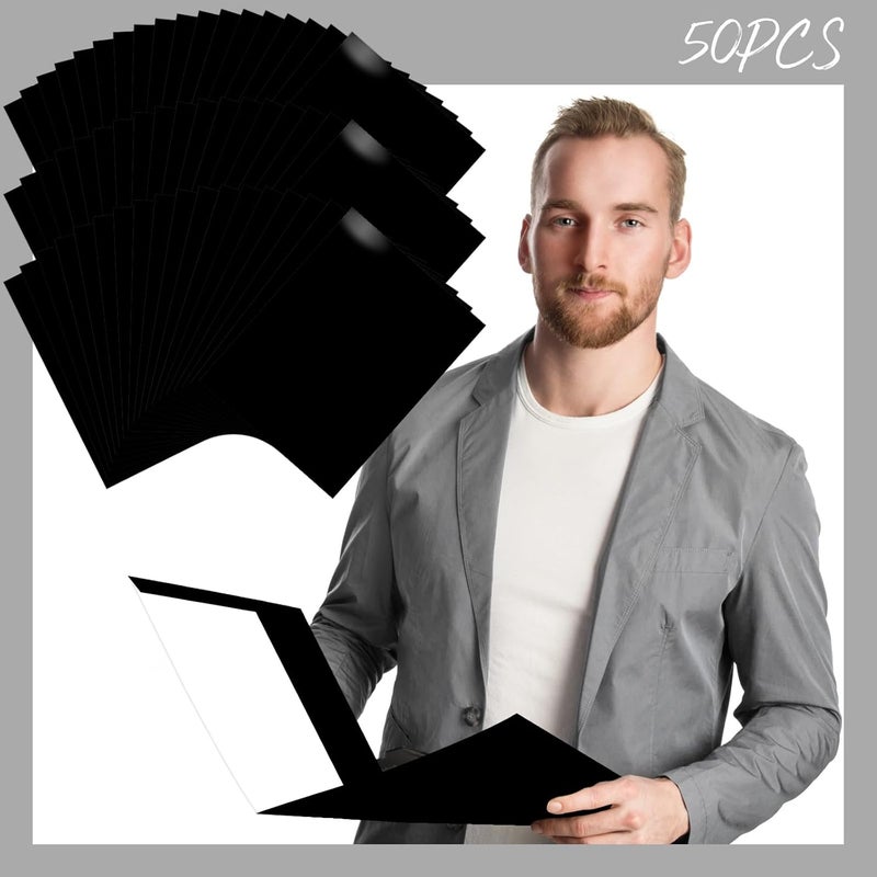 Jutom 50 Pcs 2 Pocket Glossy Paper Folders Glossy Paper Laminated Portfolios, Letter Size, Presentation Folders with Pockets for Office Teacher Worker Supplies(Black Color) - Image 3